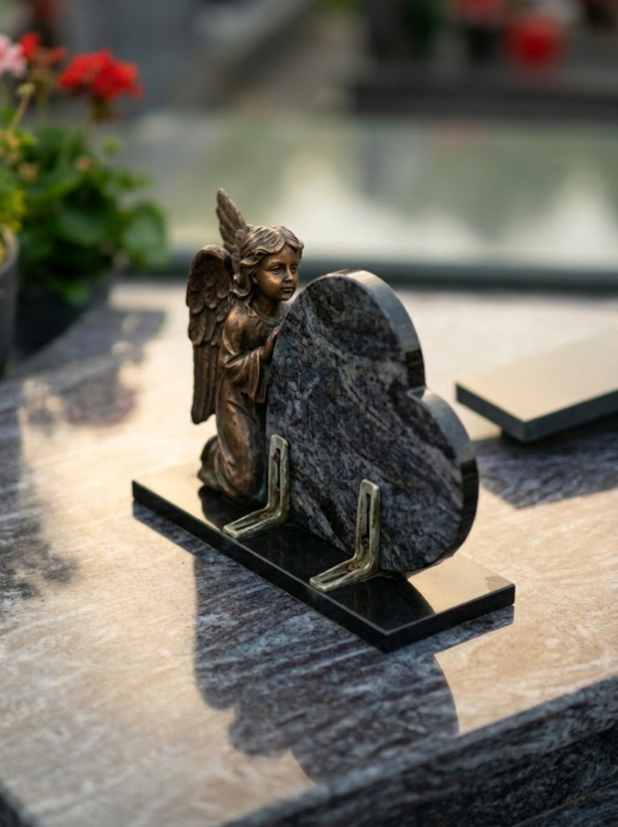 Détail d'une plaque funéraire avec ange